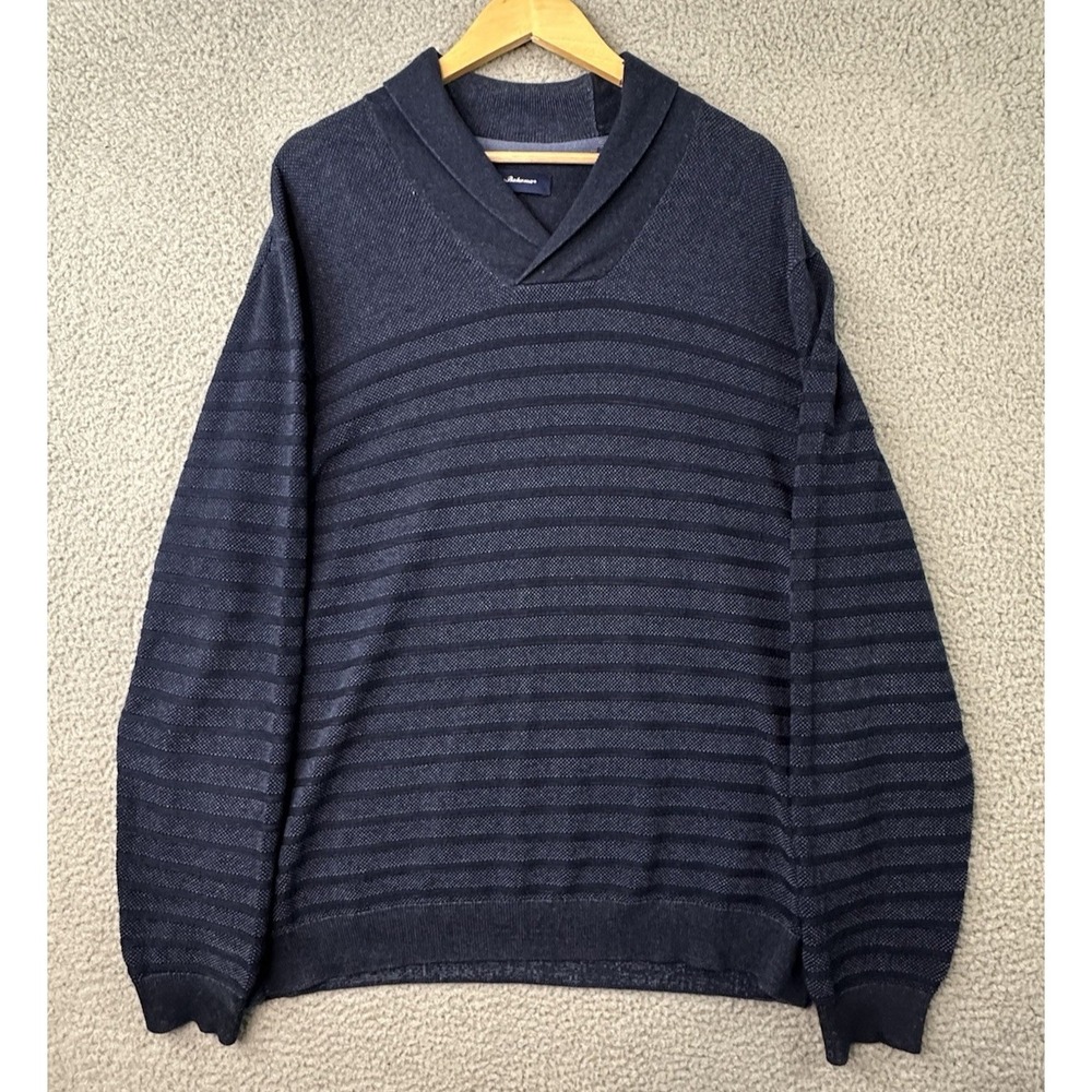 Tommy Bahama Sweater Mens XL Blue Shawl Collar Silk Cotton Pullover Preppy